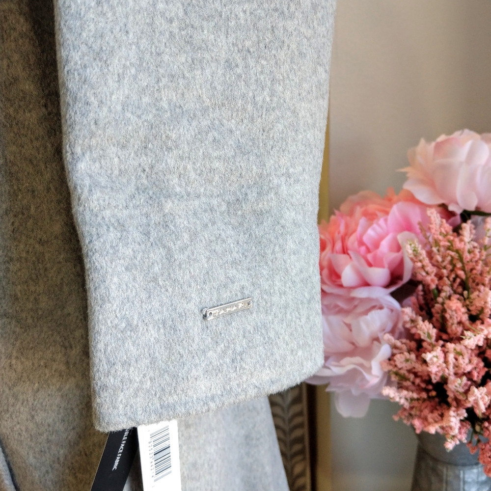 🍒NWT🍒 TAHARI HEATHER GREY WRAP COAT - Picture 6 of 10